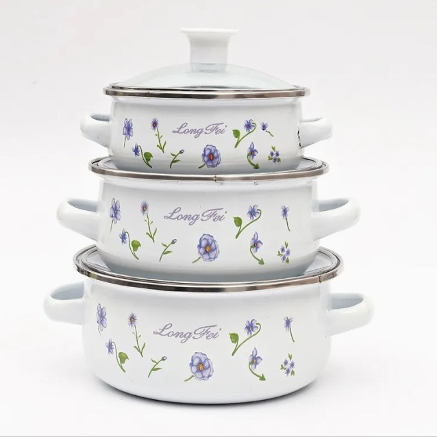 Сет тенџериња со стаклен капак 3/1 – бели - Image 6