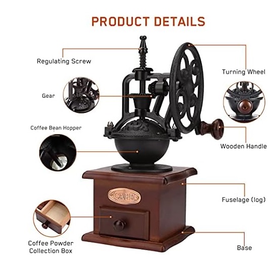 Рачна мелница за кафе со ретро дизајн - Image 3