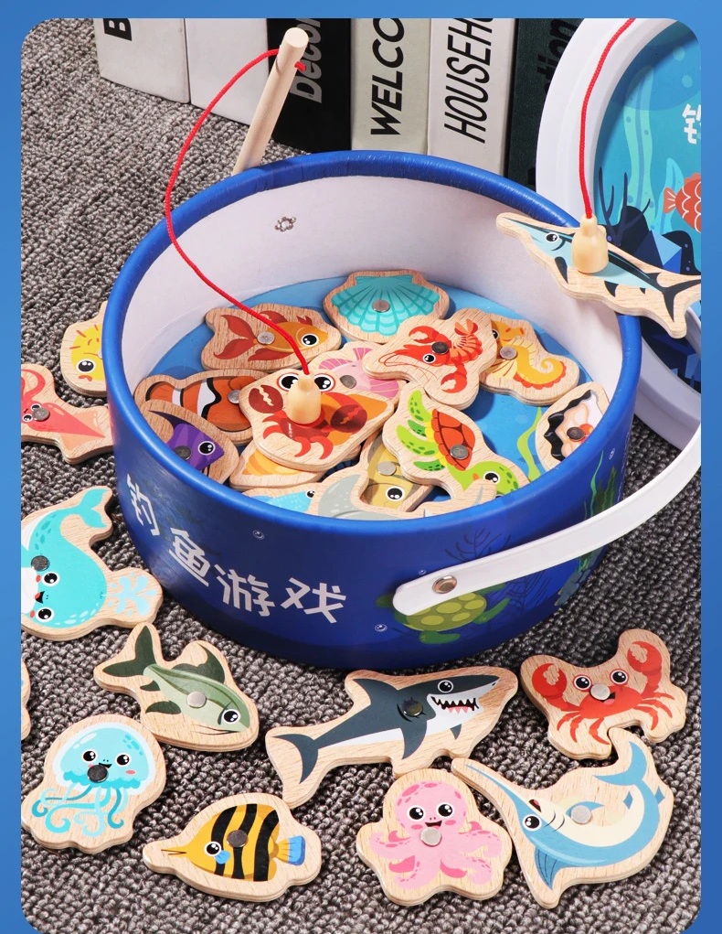 Дрвени магнетни играчки за риболов - Image 3