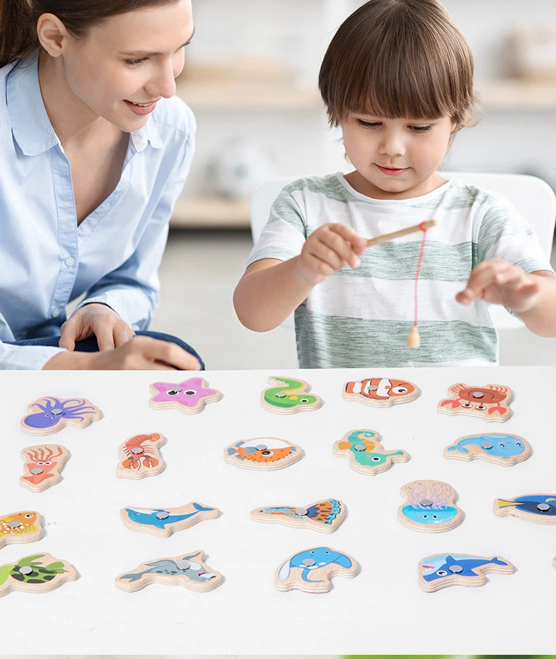 Дрвени магнетни играчки за риболов - Image 2