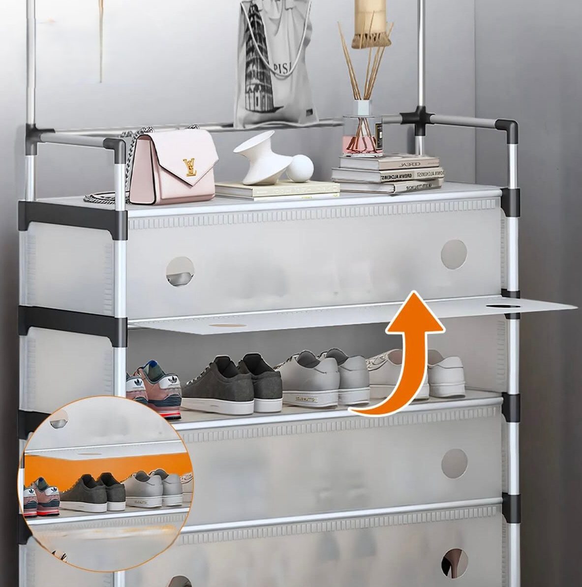 Закачалка со полици за чевли (со капак) - Image 3