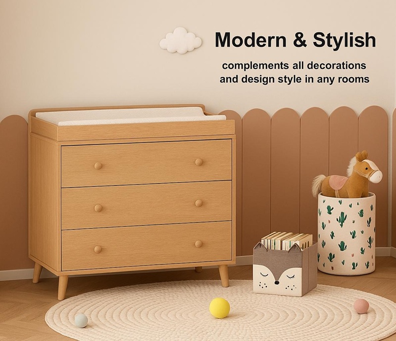 Маса за пресоблекување бебиња со 3 фиоки - Image 4