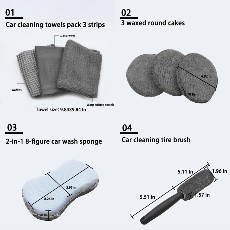 Микрофибер сет од 9 парчиња за чистење возила - Image 8