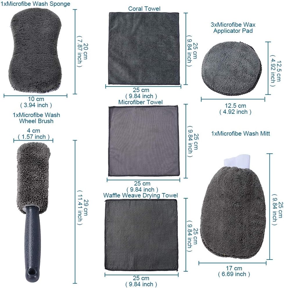 Микрофибер сет од 9 парчиња за чистење возила - Image 11