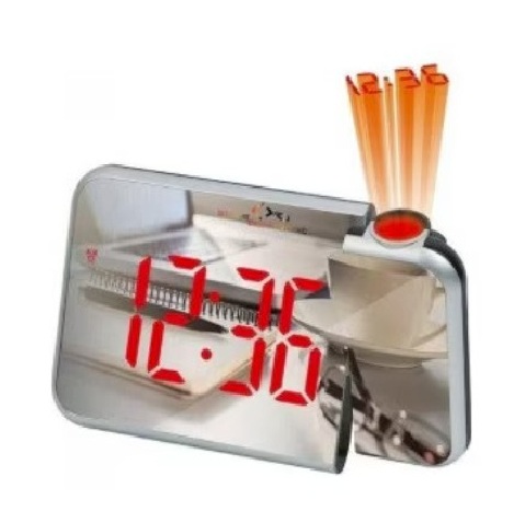 Дигитален часовник со будилник, проектор за време, LED дисплеј, огледало - Image 3