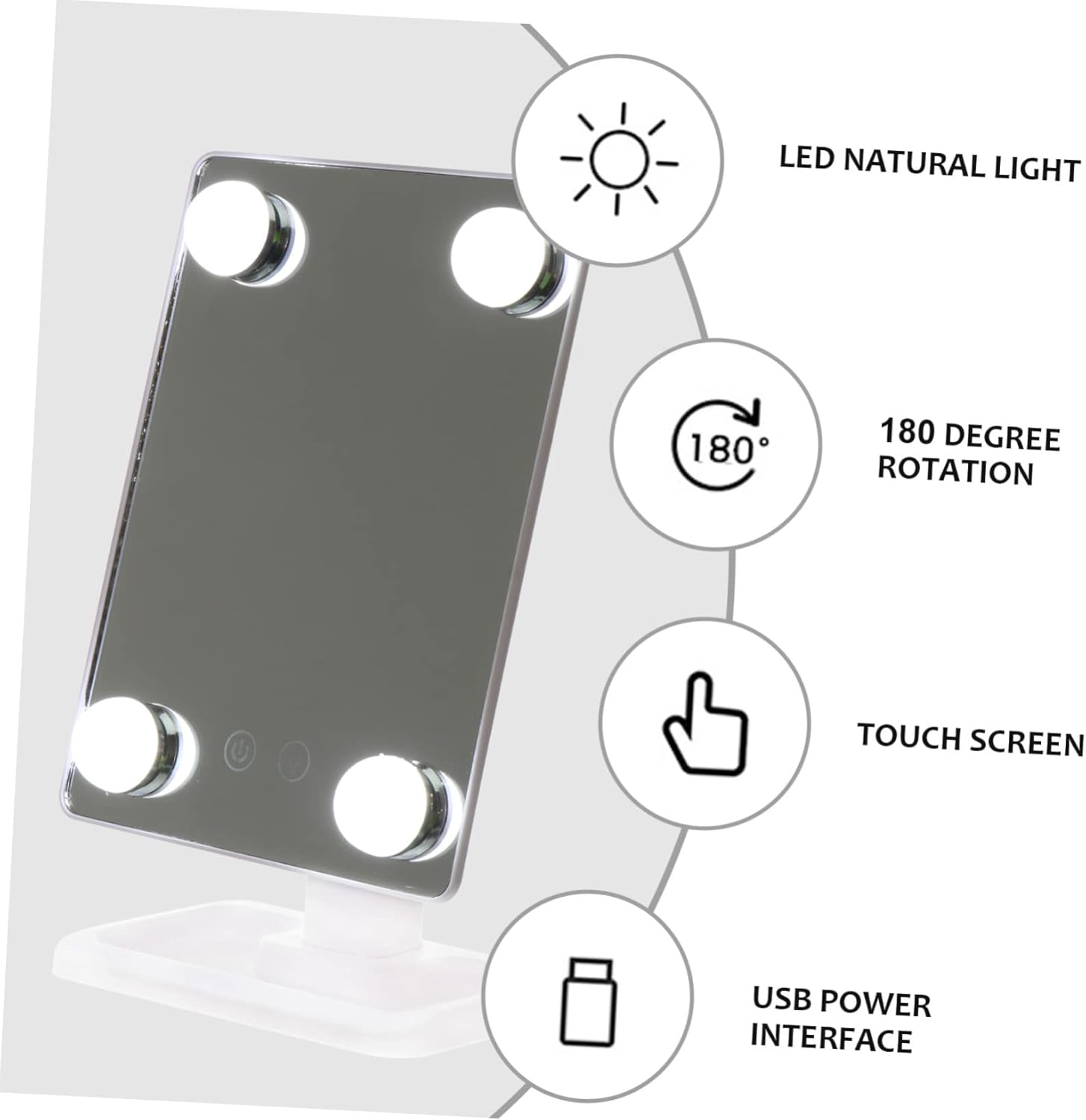 Огледало за шминкање со 4 LED светла - Image 4