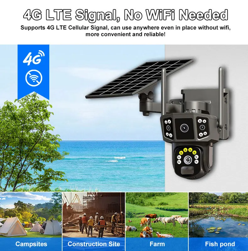 4G соларна безжична камера сo двојна глава - Image 4