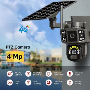 4G соларна безжична камера сo двојна глава